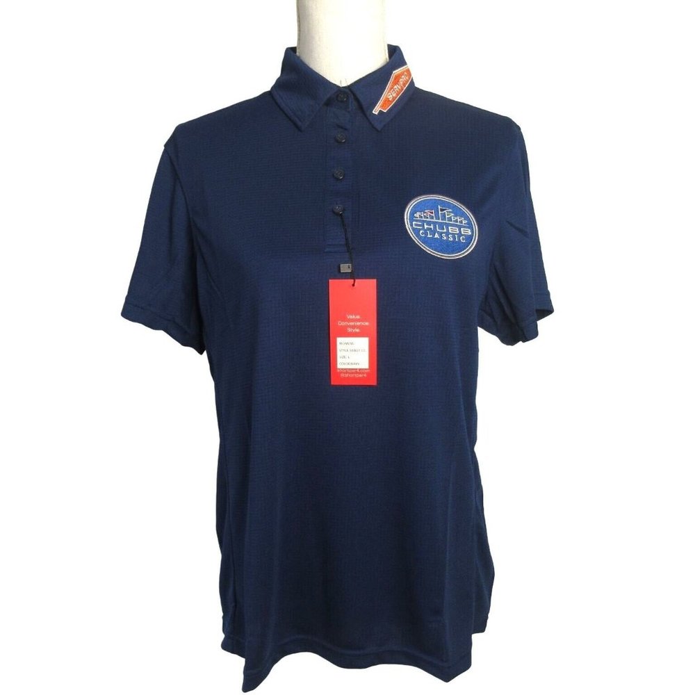 Short Par 4 Women’s XL Polo Golf Shirt CHUBB CLASSIC Navy Blue NWT